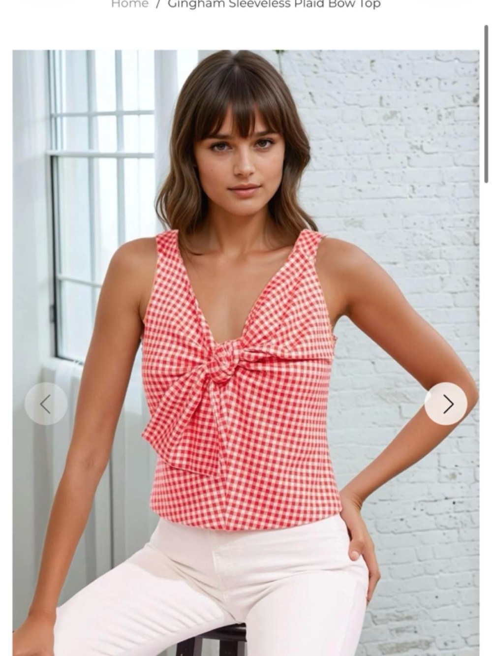 Eva Franco Red Gingham Tie-Front Camisole